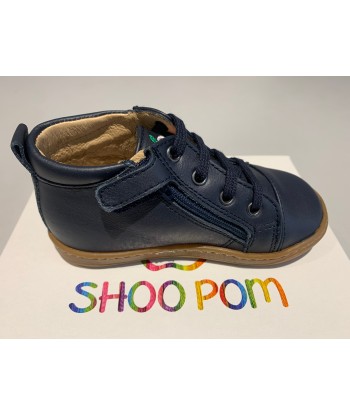 Bottines Shoo pom Bouba zip lace nappa marine la colonne vertébrale