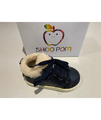 Bottines Shoo pom Bouba zip wool nappa fur navy off white à prix réduit toute l'année