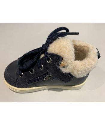 Bottines Shoo pom Bouba zip wool nappa fur navy off white à prix réduit toute l'année