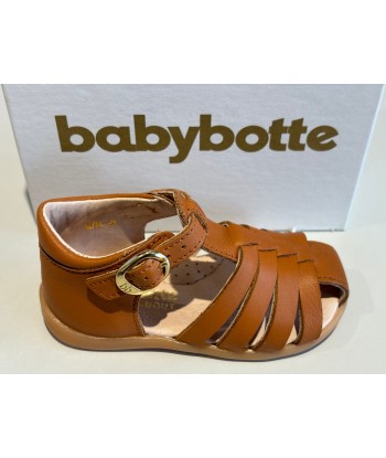 Sandalettes babybotte 4014B161 gaufrette texano cognac français