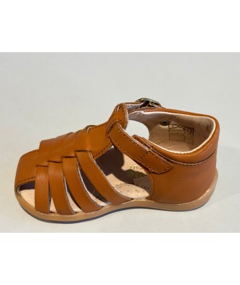 Sandalettes babybotte 4014B161 gaufrette texano cognac français