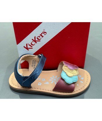 Sandalettes kickers dyastar marine métal multico france