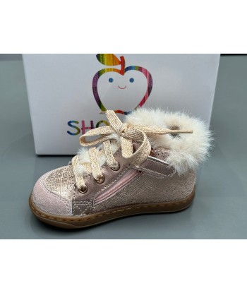 Bottines Shoo pom Bouba zip hair linen fur pink de pas cher