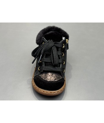 Bottines Shoo pom Bouba zip hair linen fur black la livraison gratuite