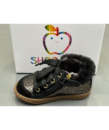 Bottines Shoo pom Bouba zip hair linen fur black la livraison gratuite