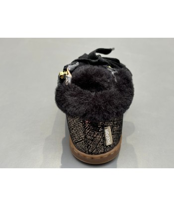 Bottines Shoo pom Bouba zip hair linen fur black la livraison gratuite