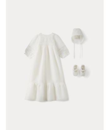 Robe de baptême en soie bébé blanc lait pas cher 