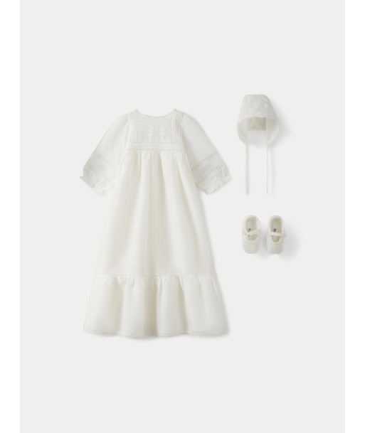 Robe de baptême en soie bébé blanc lait pas cher 