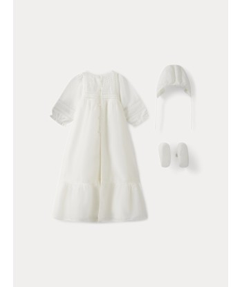 Robe de baptême en soie bébé blanc lait pas cher 