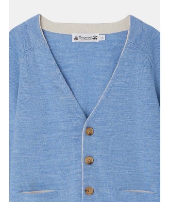 Cardigan Geremy en laine bleu Les êtres humains sont 