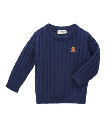 PULL EN LAINE BLEU OURS BRODÉ basket pas cher