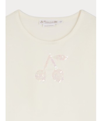 T-shirt Gracieuse à cerise en sequins en stock