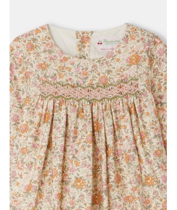 Robe Félicie smockée en tissu Liberty coton et laine pas cheres