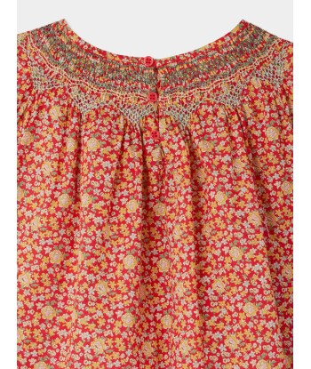 Blouse smockée et brodée en tissu Liberty Nella brillant des détails fins