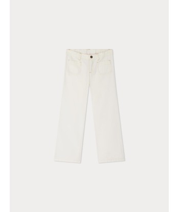 Pantalon Junon évasé en natté blanc brillant des détails fins