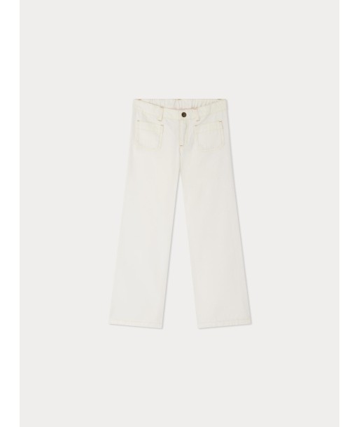 Pantalon Junon évasé en natté blanc brillant des détails fins