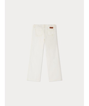 Pantalon Junon évasé en natté blanc brillant des détails fins