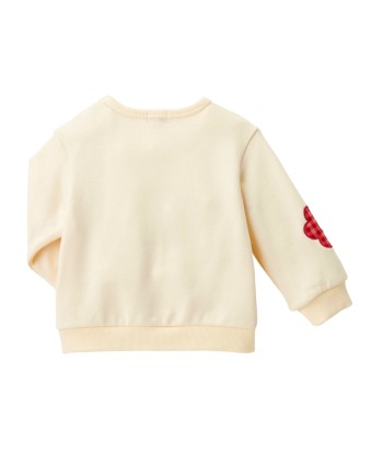 SWEATSHIRT BLANC MOTIFS FLEURS ROUGES CHIECO SAKU pas cher 